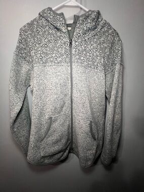 Eddie Bauer Heather Gray Zip-Up Hooded Sweater